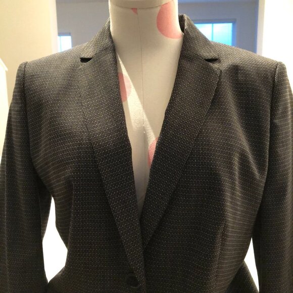 Hugo Boss Notched Collar Two Button Virgin Wool Jacket Black + Cream Sz 8 - Picture 8 of 16